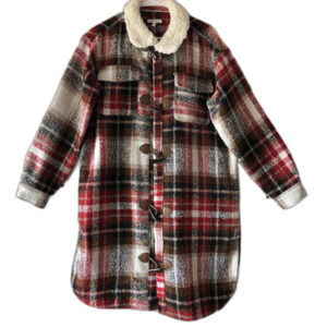 NWT Maurices Plaid Sherpa Collar Shacket Shirt Jacket Toggle Buttons Medium